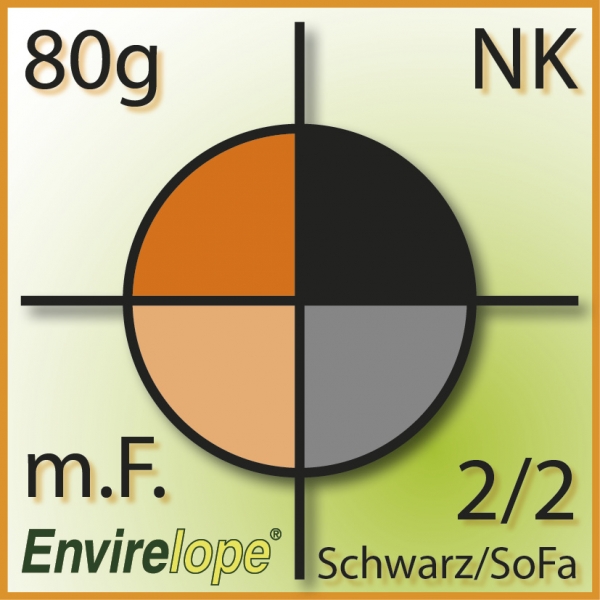 KH C6/5 NK MF 80, Envirelope, 2/2 farbig schwarz/Sonderfarbe (HKS/Pantone) bedruckt